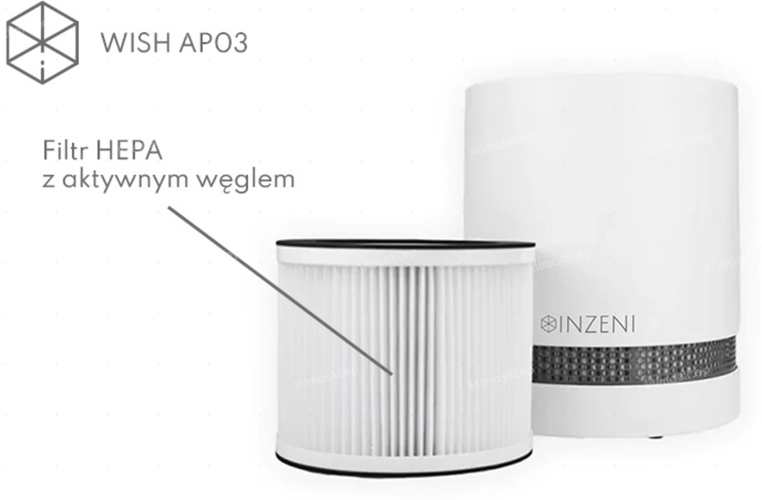 Oczyszczacz powietrza Inzeni Wish AP03 - filtr HEPA z aktywnym węglem